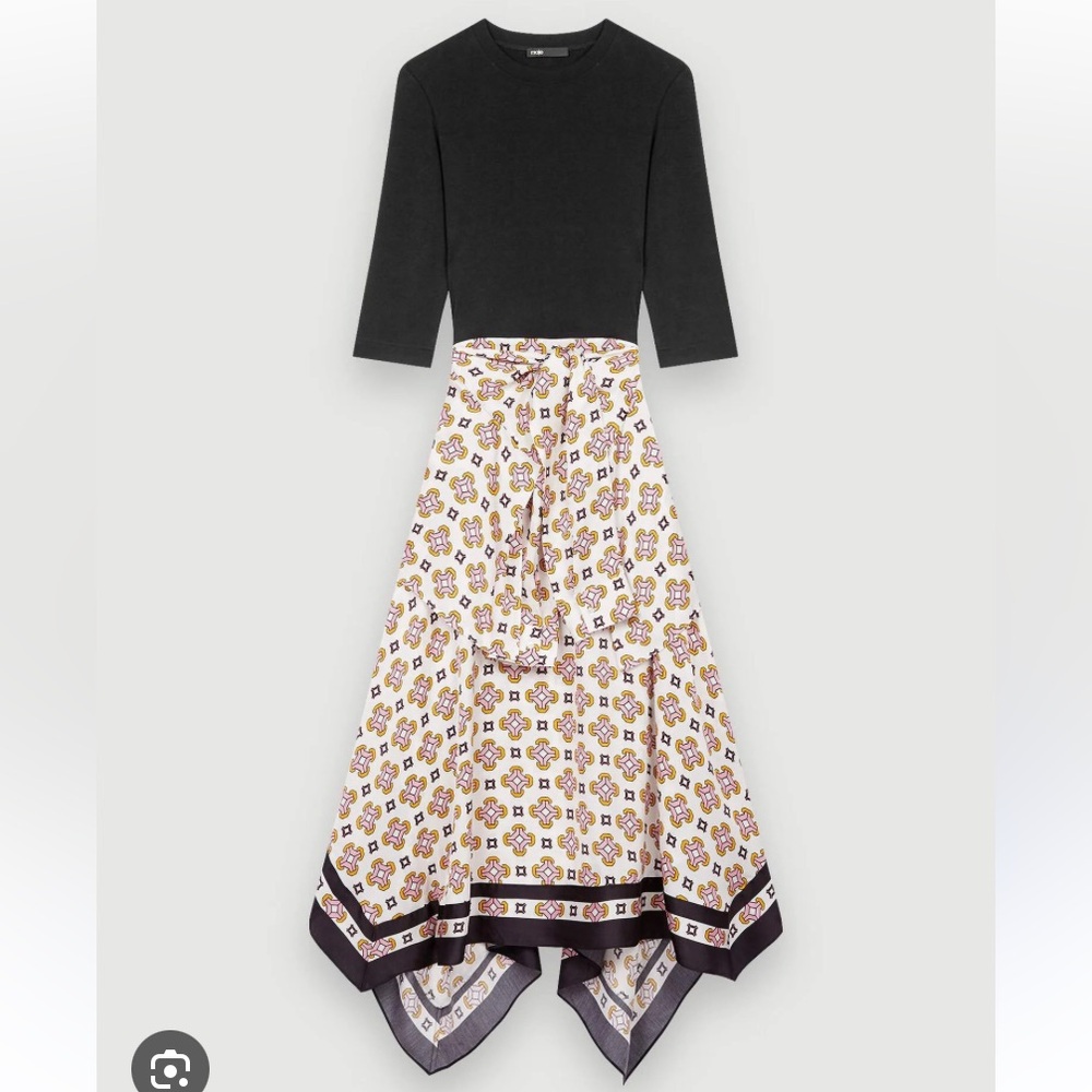 Maje scarf illusion dress 42 L XL rosangeo